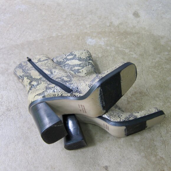 Snakeskin Leather Boots Midcalf Neutral Tan - Picture 4 of 10